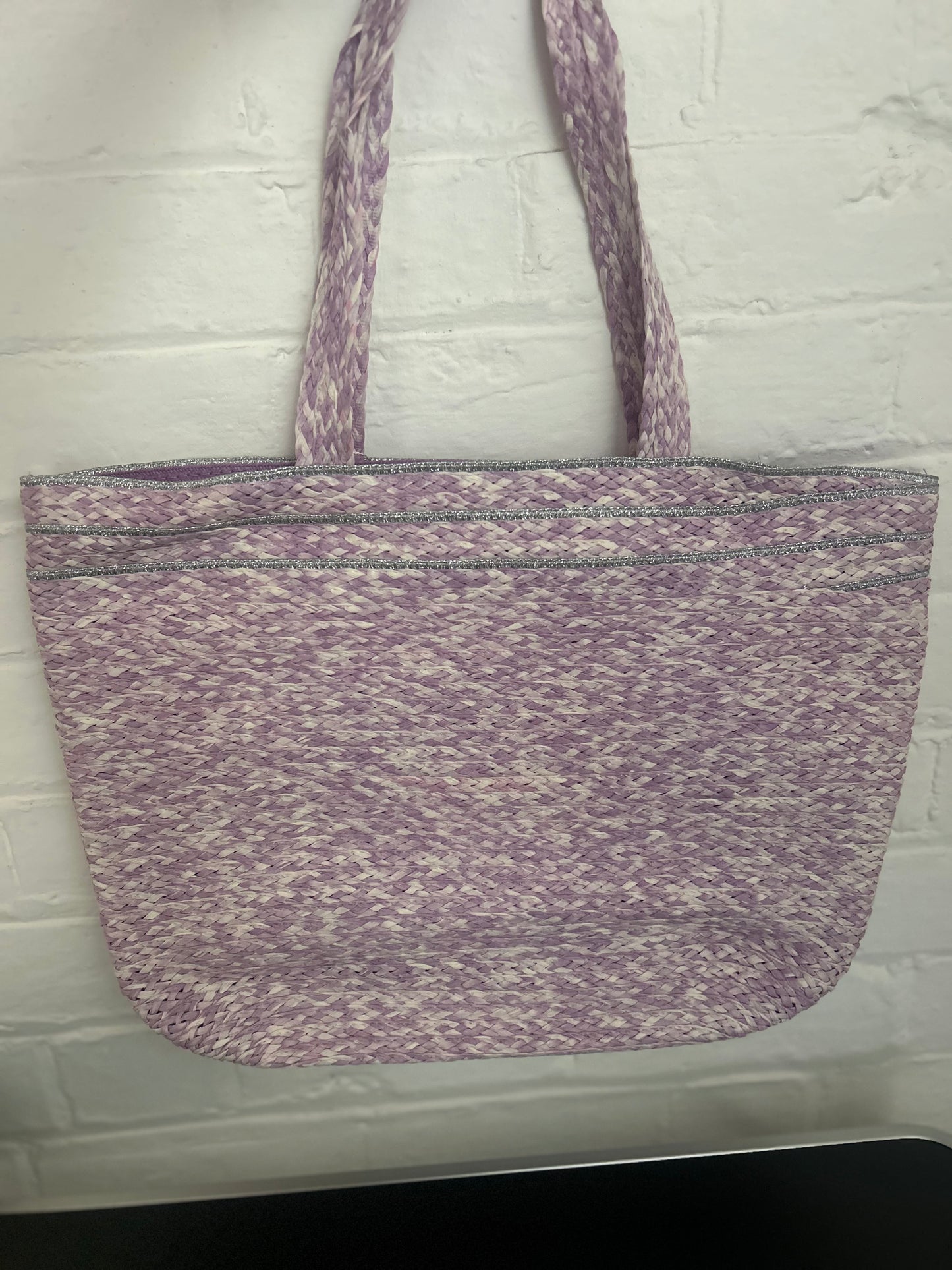 Woven Tote Bag With Metallic Edging