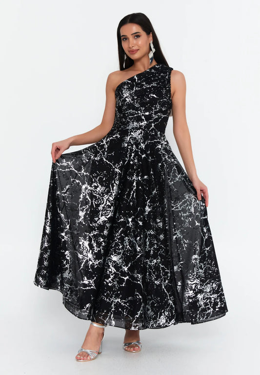 One Shoulder Maxi Chiffon Column Regular Evening