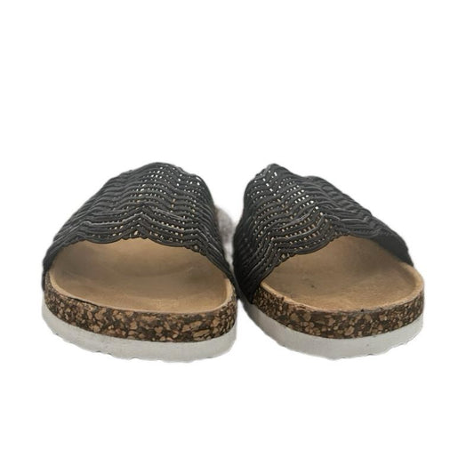 Black Woven Flatform Slide Sandals